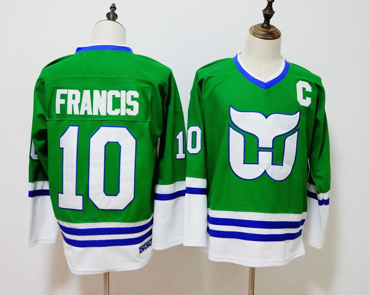 Whalers 10 Ron Francis Green CCM Stitched Jersey